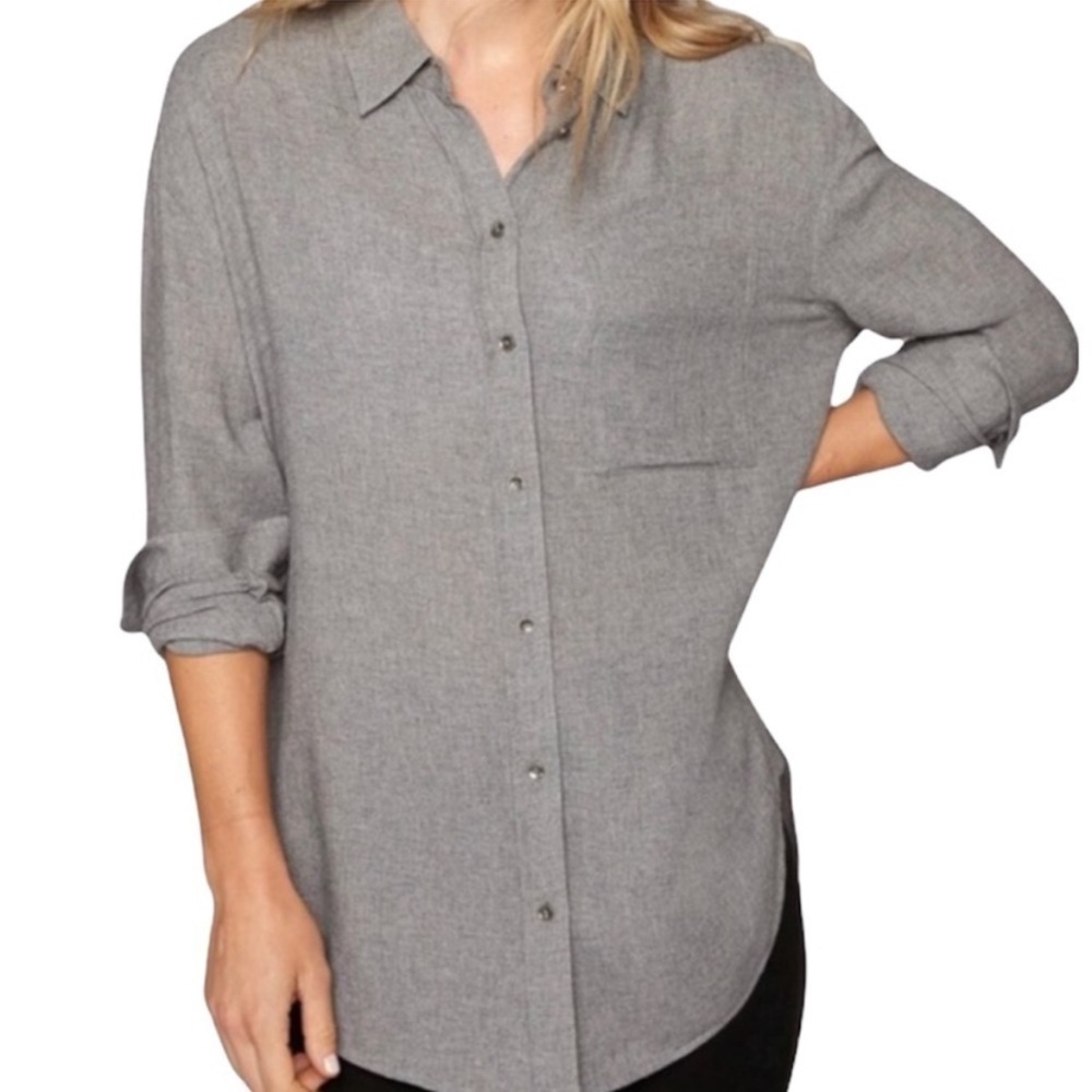 Athleta Wool Blend Oversized Button Down Shirt EUC